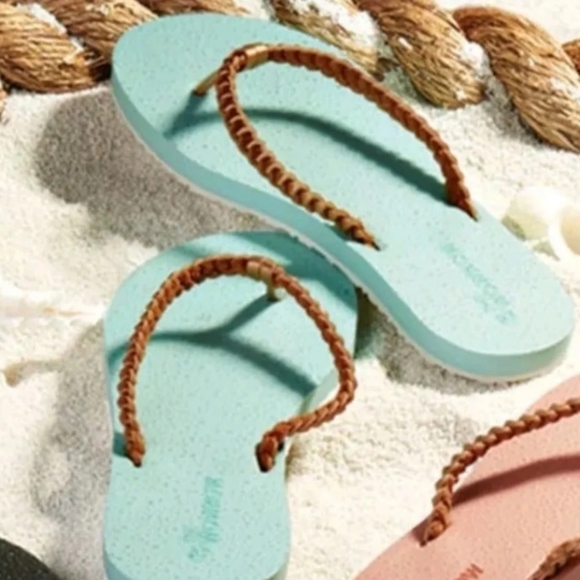 teal flip flops